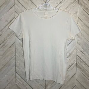 H&M White Fitted Short Sleeve T-Shirt